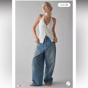 Urban Outfitters Sari Seamed Linen-Blend Halter Vest Top in Neutral